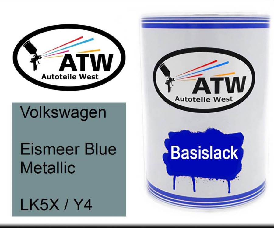 Volkswagen, Eismeer Blue Metallic, LK5X / Y4: 500ml Lackdose, von ATW Autoteile West.